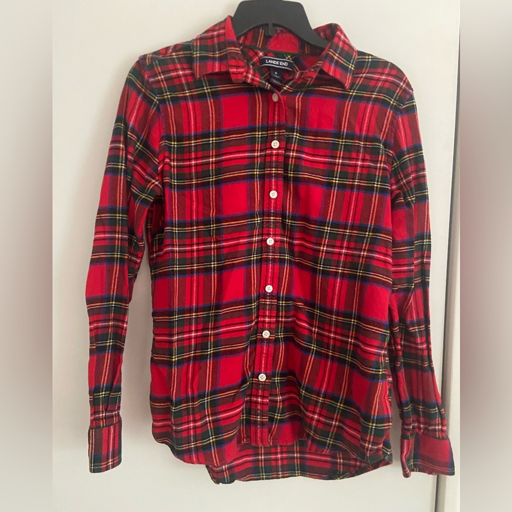 Lands' End Plaid Button Down Shirt